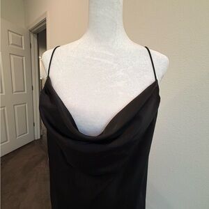Express Black Satin Slip Dress with Cowl Neck